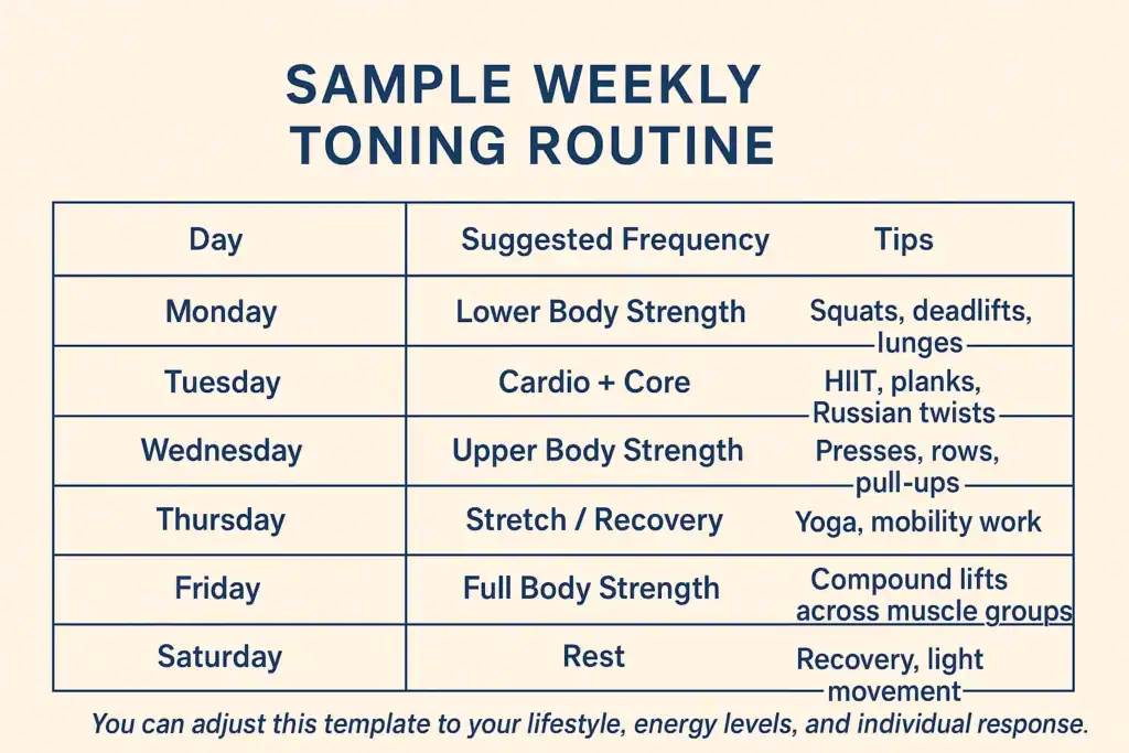 Weekly exercise Woodley  plan graphic