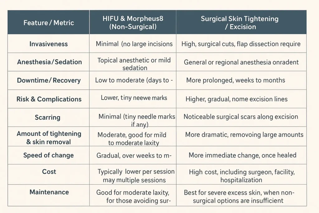 The Science of Skin Tightening 2 Table of skin tightening Woodley benefits compared to surgical options